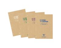 Bloc de cours recyclé encollé grand côté Uninotes A4 200 pages détachables perforé 4 trous ligné + marge - Assortis