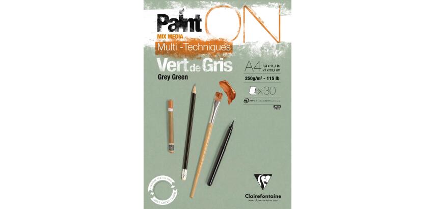 PaintON Vert de Gris bloc collé 30F A4 250g - Vert de gris