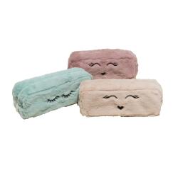Trousse rectangulaire Fourrure - 22,5x7,5cm - Couleurs assorties