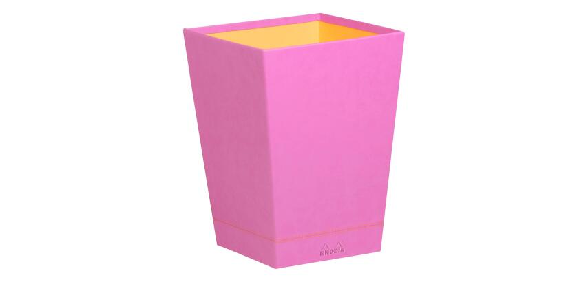 Rhodiarama corbeille à papier simili cuir italien 27x27x32 cm - Lilas