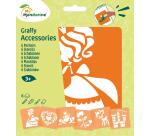 Set de 6 pochoirs enfants, Princesses - Orange