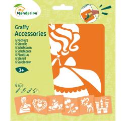 Set de 6 pochoirs enfants, Princesses - Orange
