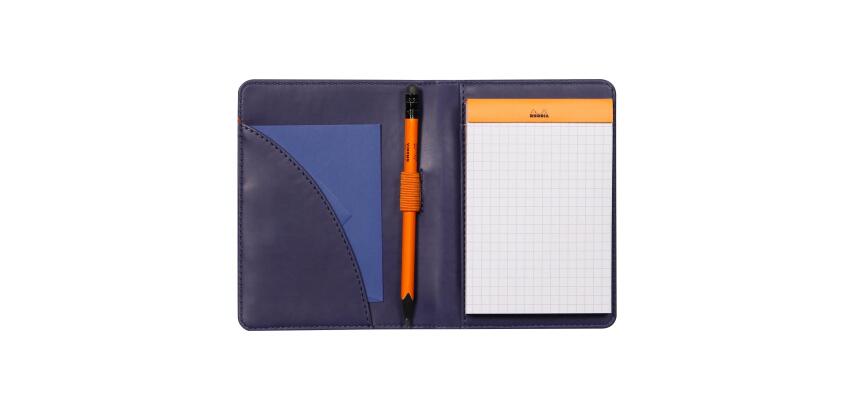 Rhodiarama livret porte-bloc N°12 pour bloc ou carnet format B7 - Bleu nuit