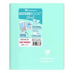 Cahier reliure intégrale enveloppante Koverbook Blush A5 160 pages ligné couverture polypropylène opaque bicolore - Menthe à l'eau/Rose poudré