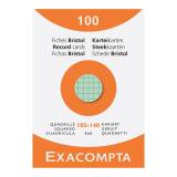 Étui de 100 fiches - bristol quadrillé 5x5 105x148mm - Couleurs assorties