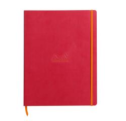 Rhodiarama softcover notitieboek A4 maxi, 80 gelijnde bladen ivoorkleurig papier van 90g - Framboos