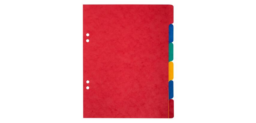 Intercalaires carte lustrée 225g 6 positions - format écolier 17x22cm - Couleurs assorties