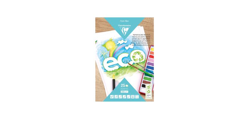 PAPIER BLANC RECYCLÉ, Bloc de 25 feuilles 210g/m2 au format A4 (21x29,7cm) - Blanc