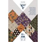 PAPIERS IMPRIMÉS, Bloc de 20 feuilles à motifs 160g/m2 au format A4 (21x29,7cm) + 1 idée créative - Halloween - Multicolore