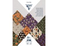 PAPIERS IMPRIMÉS, Bloc de 20 feuilles à motifs 160g/m2 au format A4 (21x29,7cm) + 1 idée créative - Halloween - Multicolore