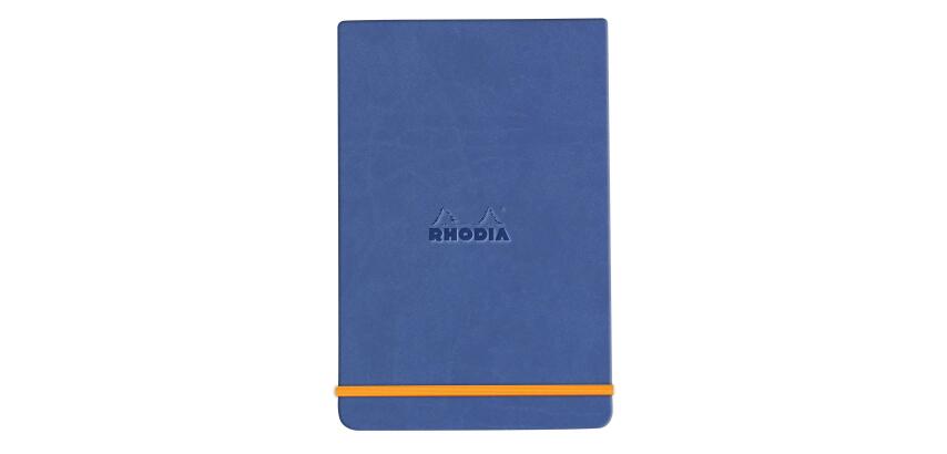 Rhodiarama Webnotepad rembordé rigide 9x14 cm 192 pages ligné microperforé papier ivoire 90g fermeture élastique - Saphir