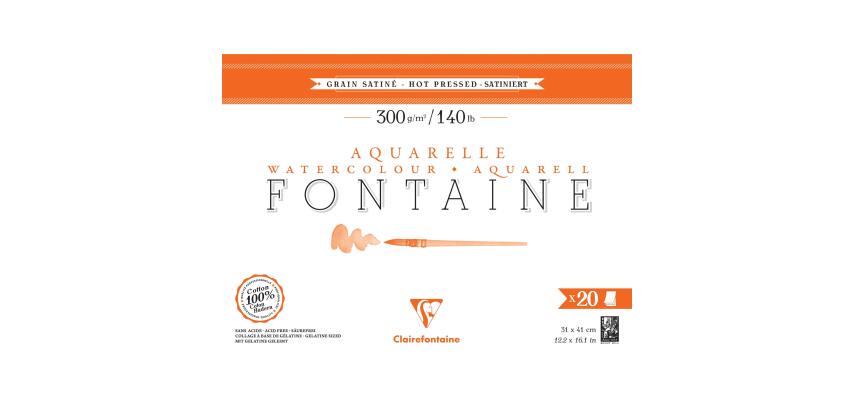 Fontaine bloc collé 4 côtés 20F 31x41cm 300g grain satiné