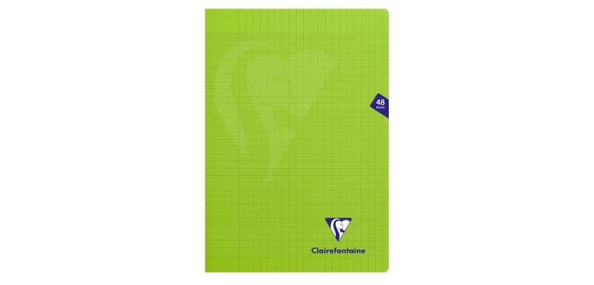 Cahier piqué Mimesys A4 48 pages grands carreaux couverture polypropylène - Vert