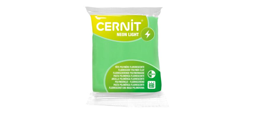 CERNIT - A Bar of Neon Light Polymer Clay - Baking Modelling Clay - Green Colour - 56 g block - CE0930056600C - Green