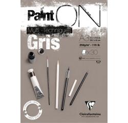 Paint'ON Gris bloc collé 30F A3 250g
