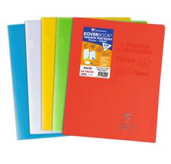 Cahier Travaux Pratiques piqué Koverbook 24x32cm 64 pages grands carreaux + uni 90 g couverture polypropylène transparent - Assortis
