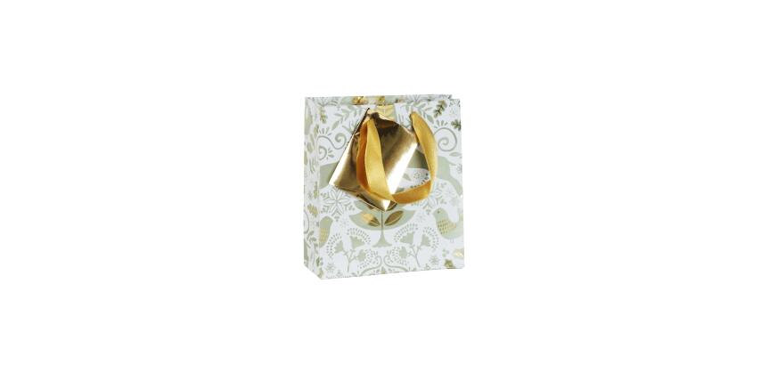 Sac cadeau "Dans les bois" 12 x 4,5 x 13,5 cm - Vert