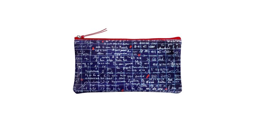 Le Mur des Je t'aime, Trousse plate en simili cuir 22x11 cm