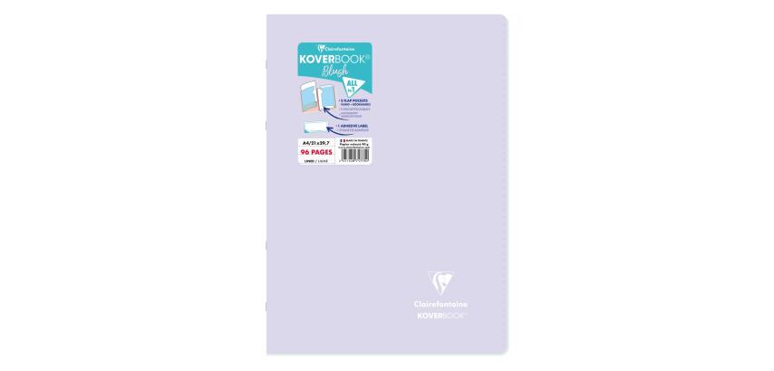 Cahier piqué Koverbook Blush A4 96 pages ligné couverture polypropylène opaque bicolore - Lilas/Vert tilleul