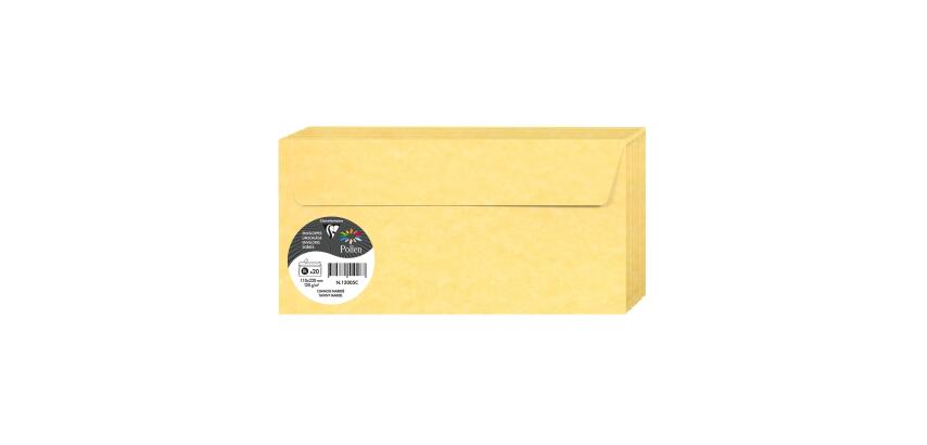 PAPIERS MARBRÉS, Paquet de 20 enveloppes Pollen 110x220mm 120g/m2 - Chamois marbré