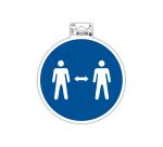 Panneau PP adhésif antidérapant Gardez vos distances 20 cm - Bleu