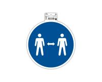 Hinweisschild, Abstand halten, PVC, selbstklebend und rutschfest, 20 cm - Blau