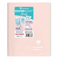Cahier reliure intégrale enveloppante Koverbook Blush A5 160 pages ligné couverture polypropylène opaque bicolore - Rose poudré/Menthe à l'eau
