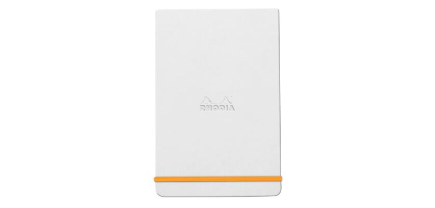 Rhodiarama Webnotepad rembordé rigide A5 192 pages ligné microperforé papier ivoire 90g fermeture élastique - Blanc