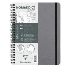 My.Notes Age Bag notitieboek met spiraalbinding en afscheurbare strook A5+ 120 uitscheurbare gestippelde (DOT) pagina's + kader bovenaan - Grijs