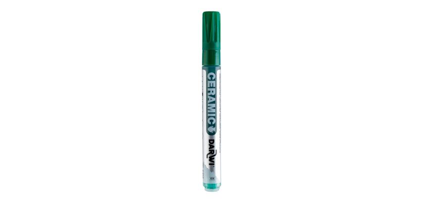 DARWI Kalte Keramikfarbe, Marker 2mm Spitze, Inhalt 6ml, Dunkelgrün - Tannengrün