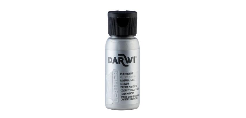 DARWI 50 ml fles leerverf, zilver - Zilver