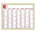 Calendrier Tricolore Neutre 43 x 33,5 cm Semestriel 2027 - rouge, noir et or