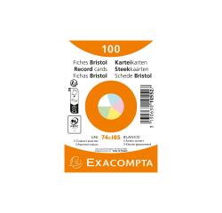 Pak van 100 fiches onder folie - Bristol effen niet-geperforeerd 74 x 105 mm - assortiment kleuren