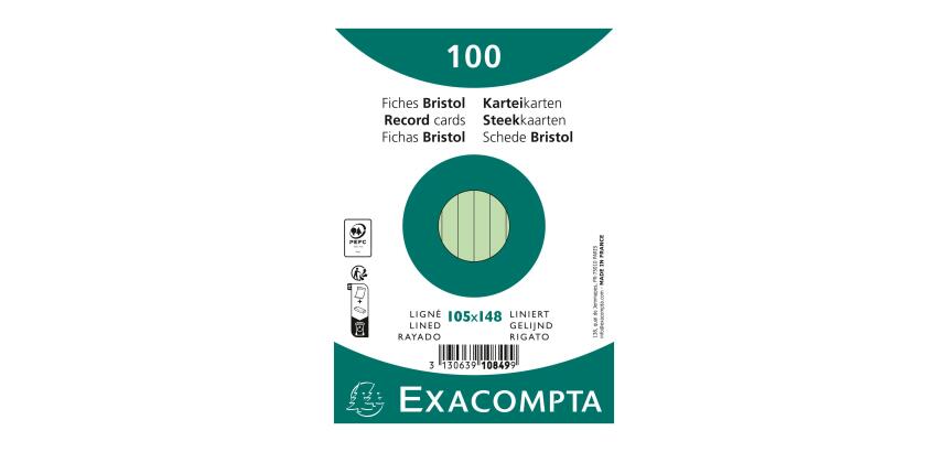 Pak 100 steekkaarten in folie - bristol gelijnd niet geperforeerd - 105x148mm - Groen