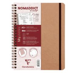 My.Notes Age Bag notitieboek met spiraalbinding en afscheurbare strook A5+ 120 uitscheurbare gelijnde pagina's + kader bovenaan - Tabak