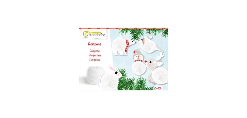 Creatieve doos, Hangende Pompons - Wit
