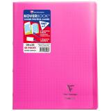 Cahier piqué Koverbook 24x32 cm 48 pages grands carreaux couverture polypropylène transparent - Rose