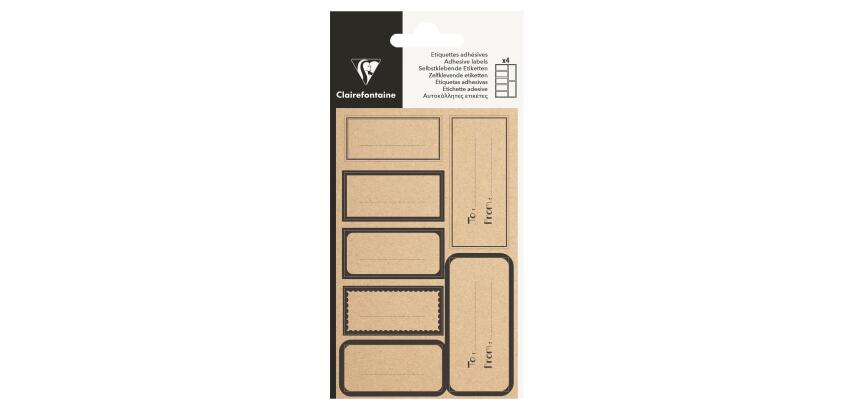 Etiquette Adhésive, Kraft rectangle noir - Noir