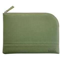 Rhodiarama pochette zippée en simili cuir - taille M (16x22 cm) - Sauge