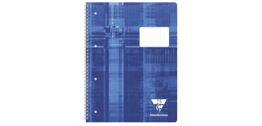 Cahier reliure intégrale A4+ 160 pages détachables perforées 4 trous ligné + marge pleine à droite - Bleu