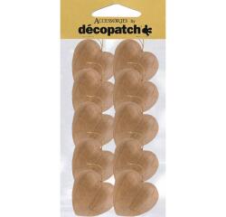 Sachet de 10 coeurs avec cordon 3x10,5x24cm - Kraft