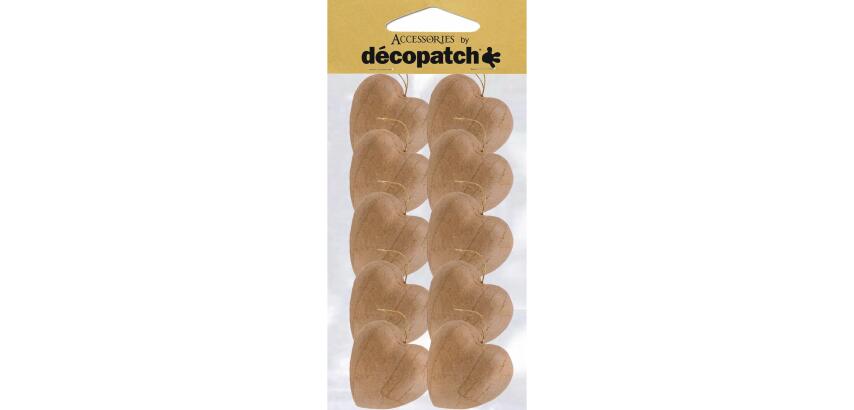 Sachet de 10 coeurs avec cordon 3x10,5x24cm - Kraft
