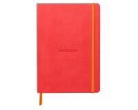 Rhodiarama carnet souple A5 160 pages ligné papier ivoire 90g fermeture élastique - Corail