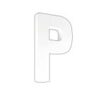 Weißes Pappmaché, Buchstabe P, 20,5cm - Weiß