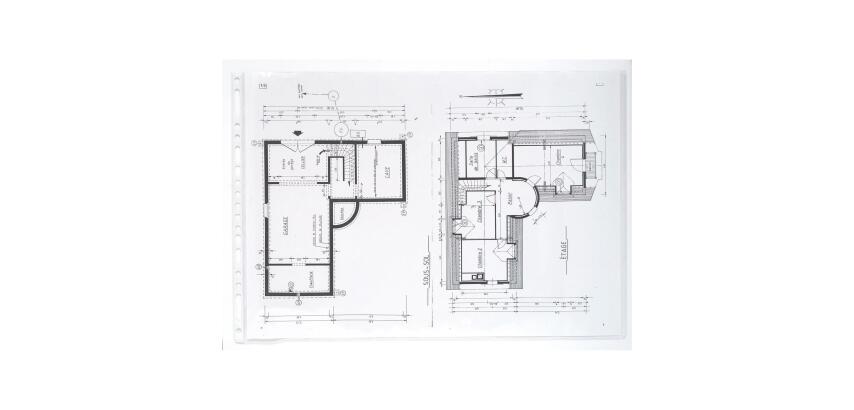 Packung mit 10 Prospekthüllen gelocht aus glattem PVC 120µ, für Format DIN A3 quer - Kristall