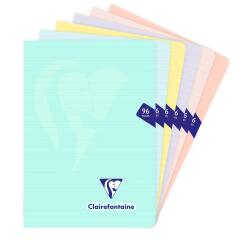 Carnet piqué Mimesys PASTEL A5 96 pages ligné couverture polypropylène - Assortis