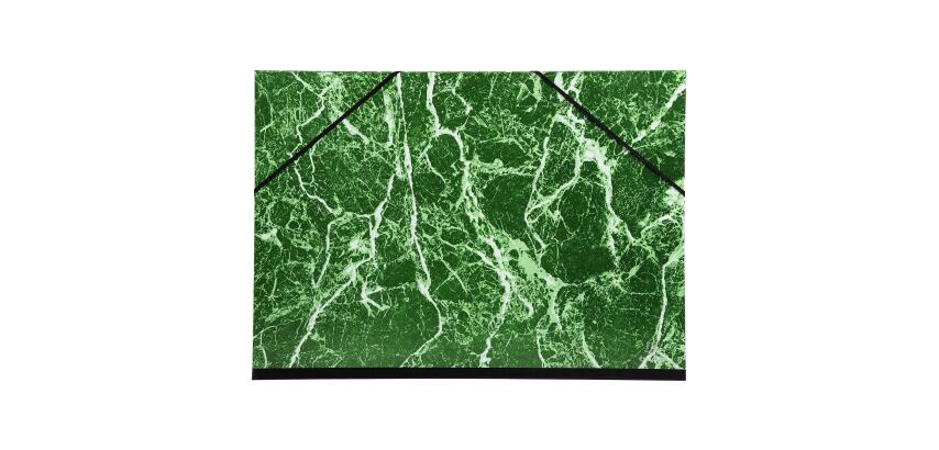 Carton à dessin papier marbré verni avec élastiques 37x52 cm - Pour format 1/2 raisin - Vert