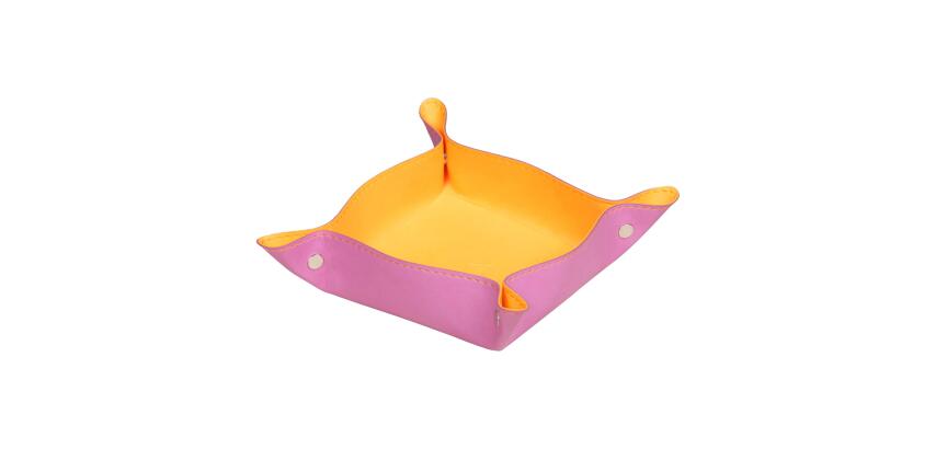 Rhodiarama vide-poche réversible simili cuir italien 12x12x4,5 cm - Lilas