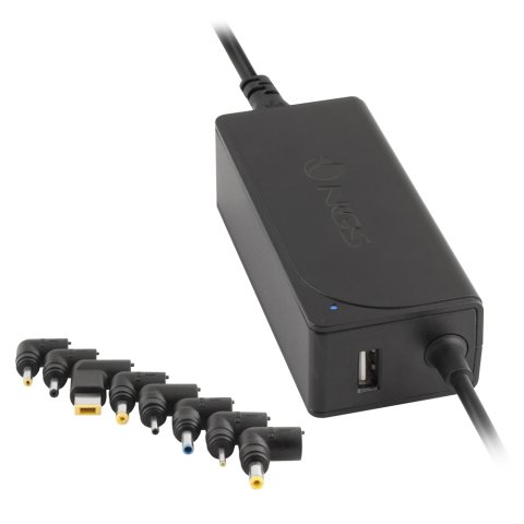 Adaptador de corriente ngs automatic 90w con 9 adaptadores y salida usb 2a