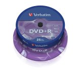 Dvd+r verbatim capacidad 4.7gb velocidad 16x 120 min tarrina de 25 unidades